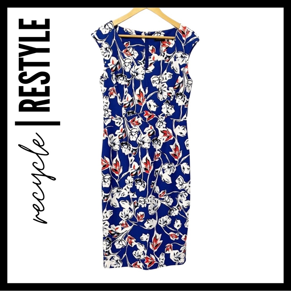 Ivanka Trump Floral V Neck Midi Dress